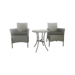 Flash Sale ❤️ Marquee 3pcs Steel Rattan Glass Setting Grey Other - To Australia 😉