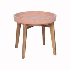 Wholesale 👏 Australia Only - Marquee Terracotta Ceramic Side Table With Timber Legs ❤️