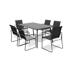 New 😍 Australia Sale - Marquee 7 Piece Largo Dining Setting Charcoal 🔔