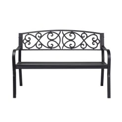 Flash Sale 🥰 Australia Sale - Marquee 1.2m Black Steel And Cast Iron Mimosa Ornate Bench 🔥